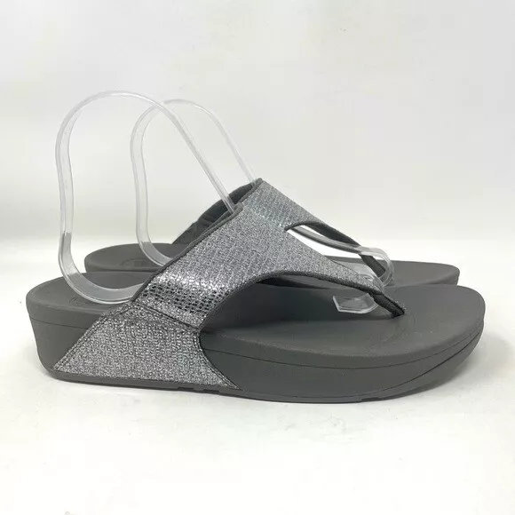 FitFlop Lulu Superglitz Sandals 639-011 Silver Womens 10