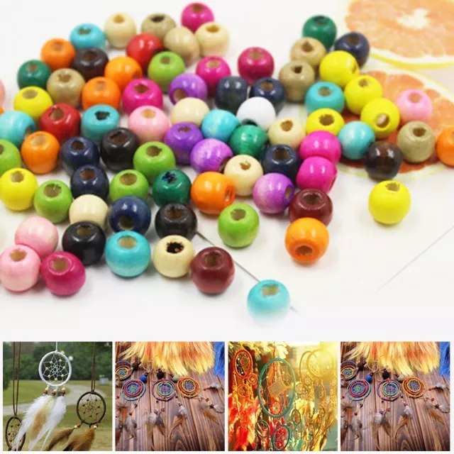 100X Holz Spacer Perlen DIY Kinderspielzeug Schmuck Zubehör Holzperlen 10mm 3