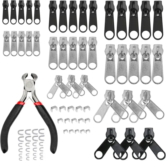 85 Pieces Zipper Replacement, Zipper Repair Kit with Zipper Install Pliers Tool