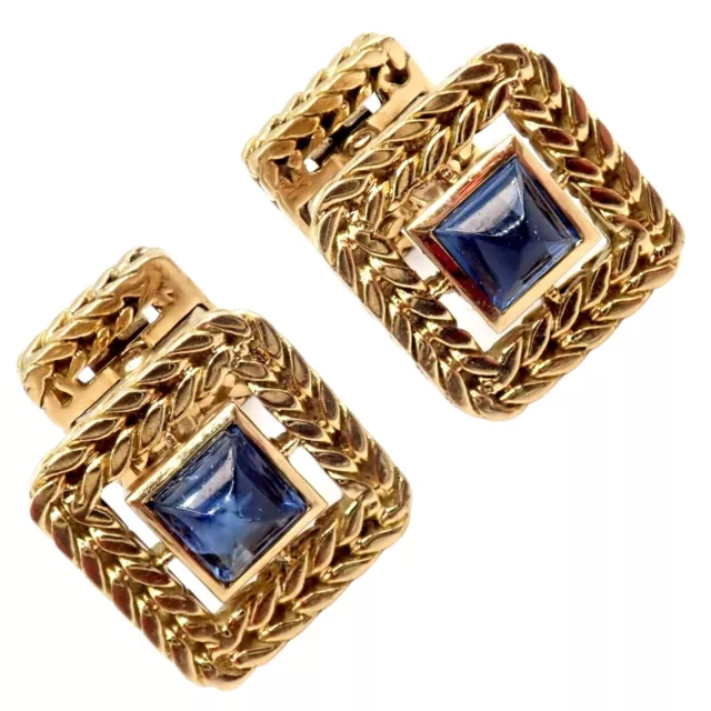 Van Cleef & Arpels 18k Yellow Gold Vintage George L'Enfant Sapphire Cufflinks