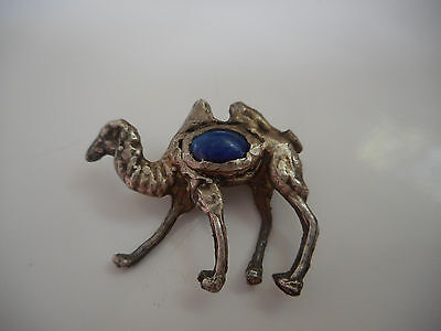 NATIVITY CAMEL Very Old Handmade Pendant -  Silver? Pewter? Lapis stone?