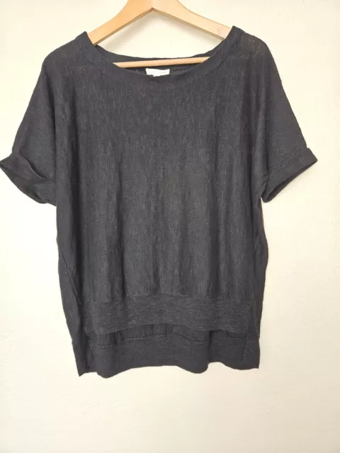 Eileen Fisher Organic Linen Cotton Bateau Neck Box-Top Size Small Midnight Navy