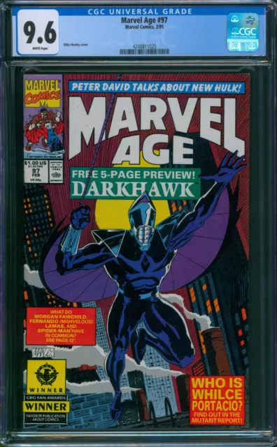 Marvel Age #97 CGC 9.6 NM+ Wp 1st Darkhawk Appearance Key Marvel Comics 1991