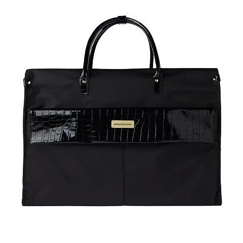 Samantha Brown Croco Detail Large Weekender Travel DUFFLE Luggage- Black
