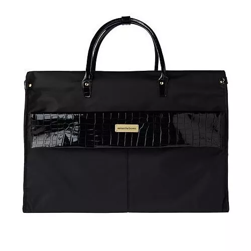Samantha Brown Croco Detail Large Weekender Travel DUFFLE Luggage- Black