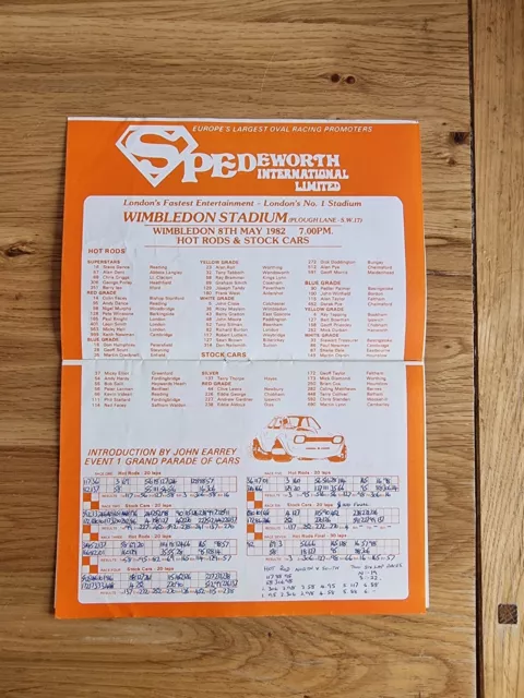Spedeworth Spedeweek  Stock Car Superstox Programme May 1982 Wimbledon 3