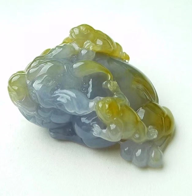 100% Natural Emerald Icy Yellow Purple  Jadeite Jade Pendant Jin Chan YX0322