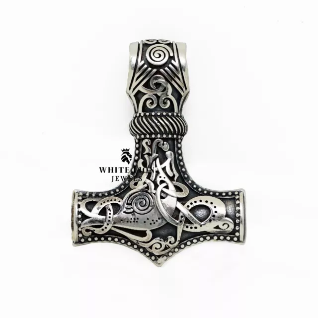 Thor Hammer Amulett Anhänger Oxidierte 925 Silber Herren Jungen Biker Reiters