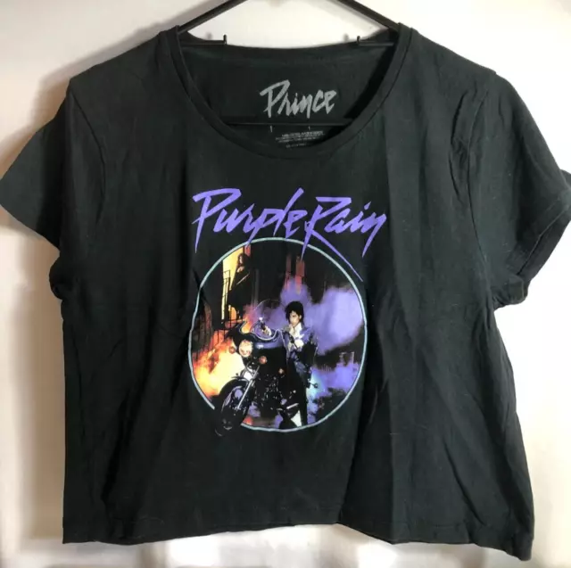 Purple Rain Prince And The Revolution Music Cropped T-Shirt Womens Large L Black