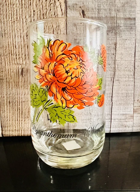 3 Vintage Flower of the Month Beverage Glasses January, February, November,