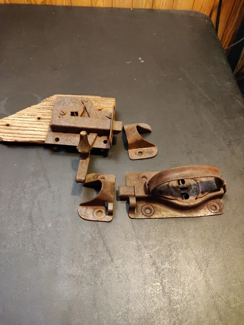 Antique Original Barn Door Latch Swinging Door, Shed Latch with Handle Salvage