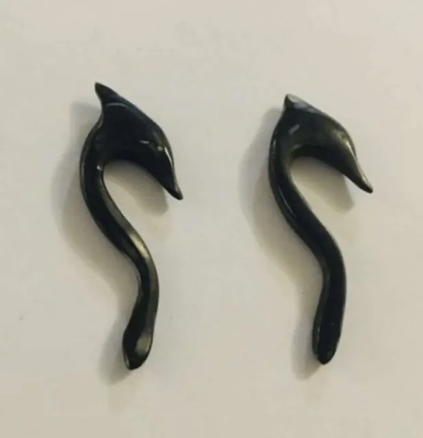 New Pair 4Mm 6G Buffalo Horn Tapered Plugs Gauges Earrings Carved Dolphin Head
