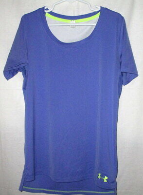 Under Armour Girls Purple Shirt Top Heat Gear Loose Size Ylg Youth Large