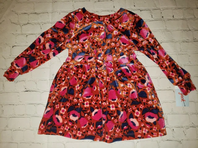 NWT Baby Cat & Jack Ginger Snap Velvet Floral Dress Size 18 Months