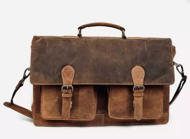 Große Tasche Leder Laptop Messenger Aktentasche Herren Vintage Satchel...