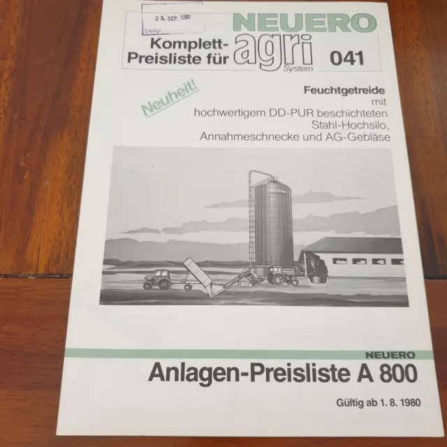 NEUERO AGRI Preisliste 41 Feuchtgetreide Schlepper Traktor Prospekt Programm