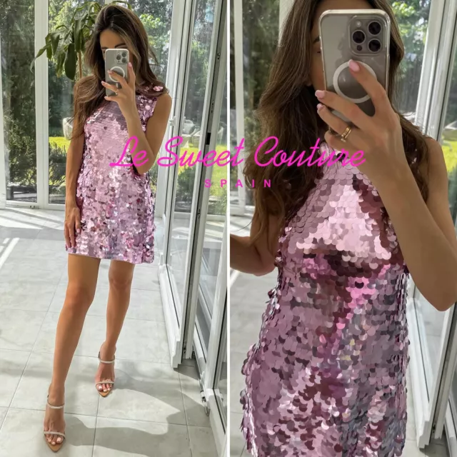 Zara sequin pink dress hotsell