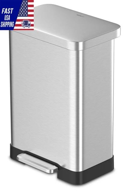 Qualiazero 20 Gallon Trash Can, Stainless Steel Step On Kitchen Trash Can