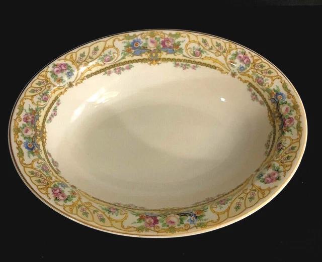 Syracuse China OPCO Rose Marie 9" Oval Vegetable Serving Bowl Floral Gold Rim