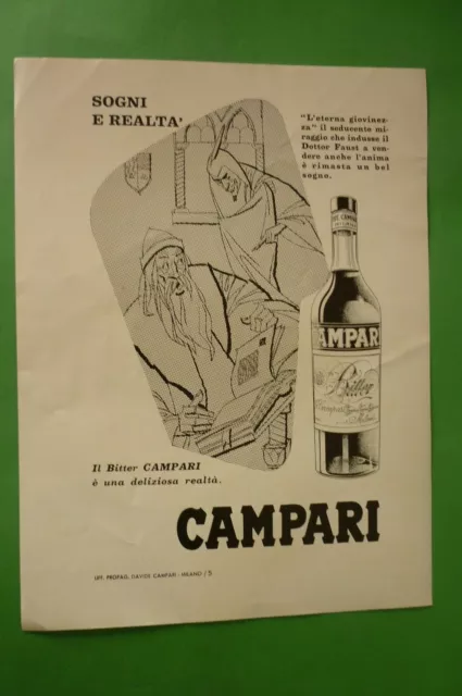 BITTER CAMPARI 1962 Originale rara Pubblicita' Advertising sogni e realta'