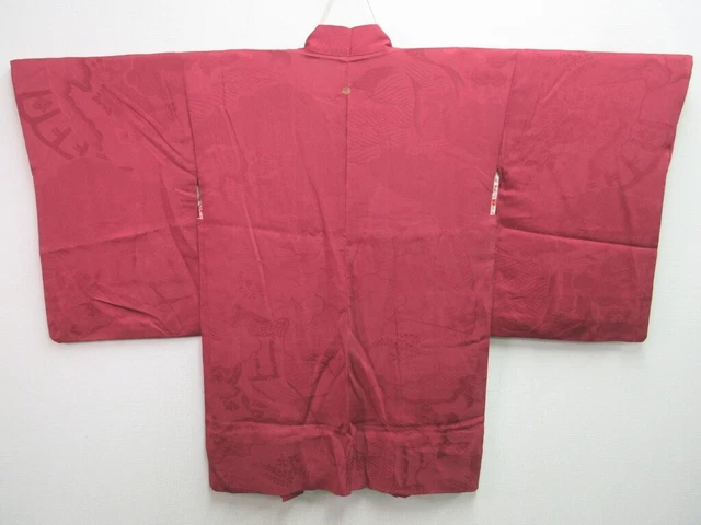 7635H5 Silk Vintage Japanese Kimono Haori Jacket Tachibana Peony Rinzu