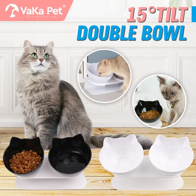 VaKa Double Cat Bowl Pet Bowl Stand Dog Elevated Feeder Food Water Raised Lifted