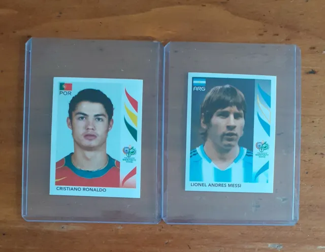 Lionel Messi & Ronaldo -2 Panini Rookie Stickers World Cup Germany 2006  Mint 10