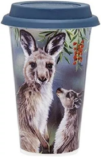 Ashdene Travel Tea Coffee Mug Australian Fauna Kangaroo & Joe