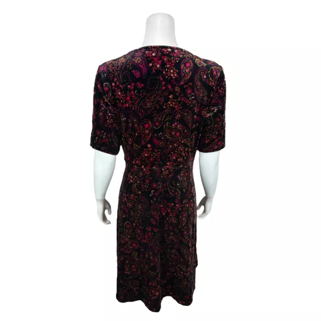 Isaac Mizrahi Womens Always Isaac Regular Velvet Dress Black Paisley Medium Size 2