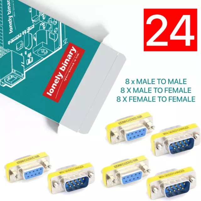 LONELY BINARY 9 Pin RS-232 DB9 Female Male Serial Cable Gender Changer Coupler