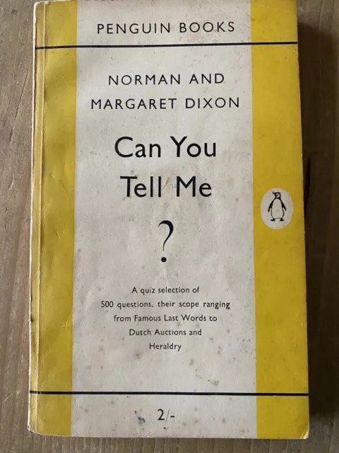 Unusual Rare 1954 Penguin Books Can You Tell Me Quiz Book