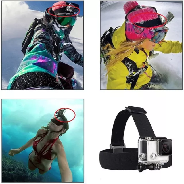 Fascia elastica regolabile supporto testa per GoPro Hero 4 5 6 7 8 9 senza vite