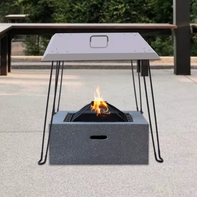 Deflector de calor de pozo de fuego 24 x 24 pulgadas acero inoxidable cubierta de pozo de fuego plateado