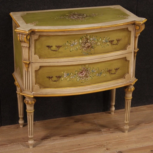 Comoda cajonera mueble de madera lacada pintada siglo XX estilo antiguo 900