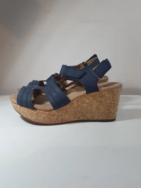 CLARKS ANNADEL ORCHID Gold Leather Cushion Soft Wedge Sandals Wide Fit 6 E 29.50 PicClick UK