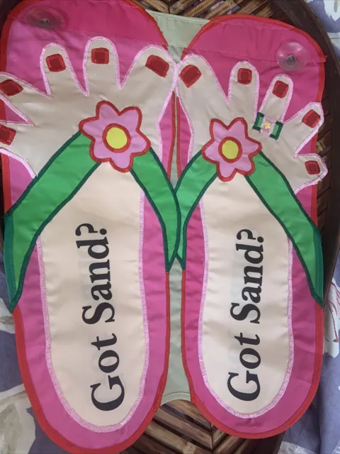 GOT SAND Bare Feet Toes Slippers Double Sided Suction Cups Window Flag 18"X 13”