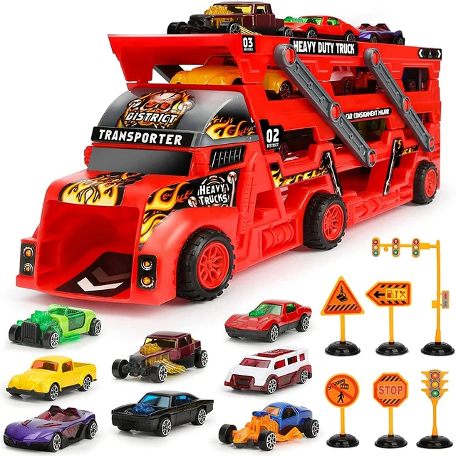 Jouets de voiture de camion jouet pour tout-petits, camions porteurs 7 en 1  pour 3 4 5 6 ans garçons et filles, véhicules de transport de camions à