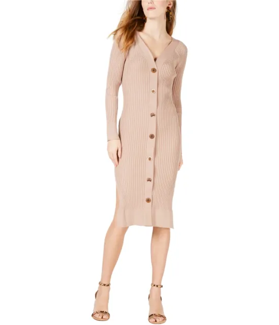 Moon River Womens Button Front Sweater Dress, Beige, Medium