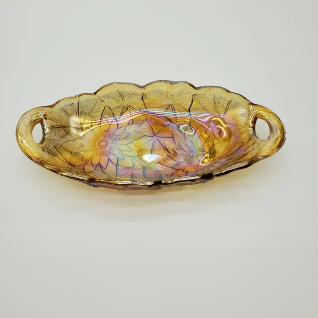 Vintage Indiana Amber Carnival Glass Relish Dish