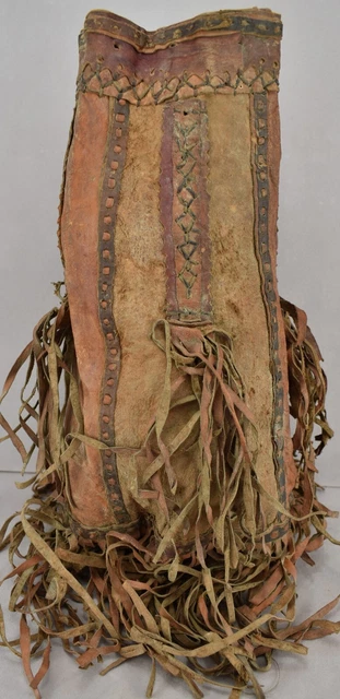 Antique Handmade Bedouin Yemeni Leather Goods Carrier