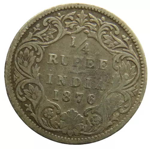 1876 Königin Victoria Indien Silbermünze 1/4 Rupie