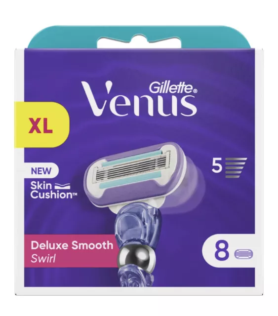 Gillette Venus Deluxe Smooth Swirl XL-8 Ersatzklingen Neue Formel -NEU-