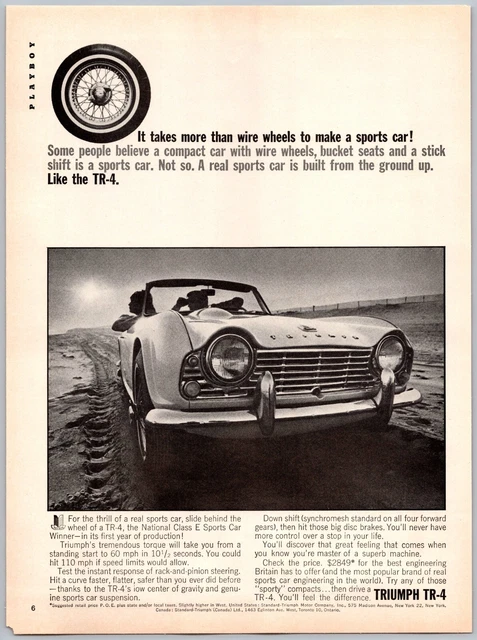 Triumph TR-4 Sports Car Vintage 1963 Full Page Print Ad