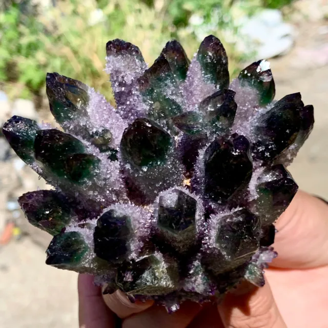 454G New Find purple PhantomQuartz Crystal Cluster MineralSpecimen