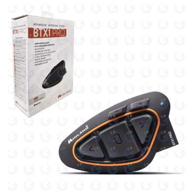 Midland Btx1 Pro Singolo Interfono Moto Bluetooth Rigenerato