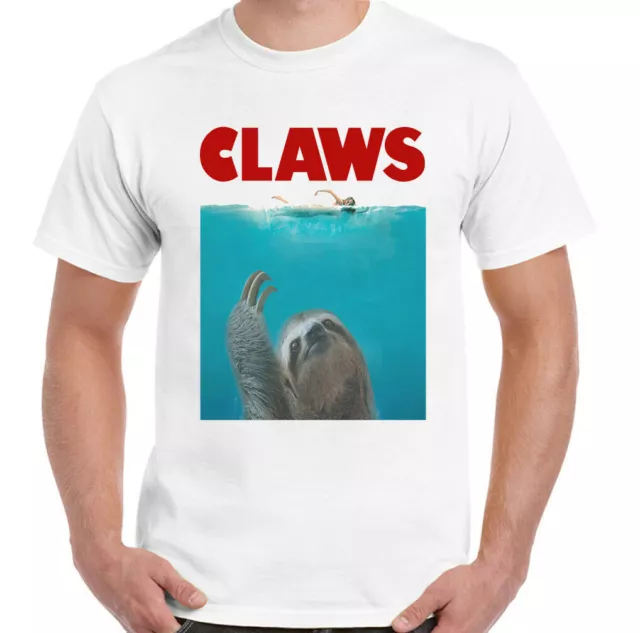 Jaws T-Shirt Sloth Claws Mens Funny Sloth Parody Movie Film