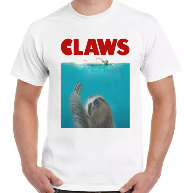 T-shirt Jaws Sloth Claws da uomo divertente pigrizia film parodia