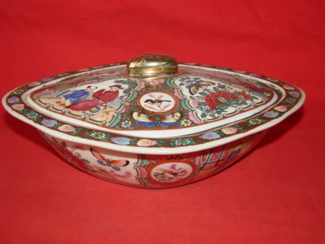 Canton - Plat de service couvert porcelaine de Chine XIX ème