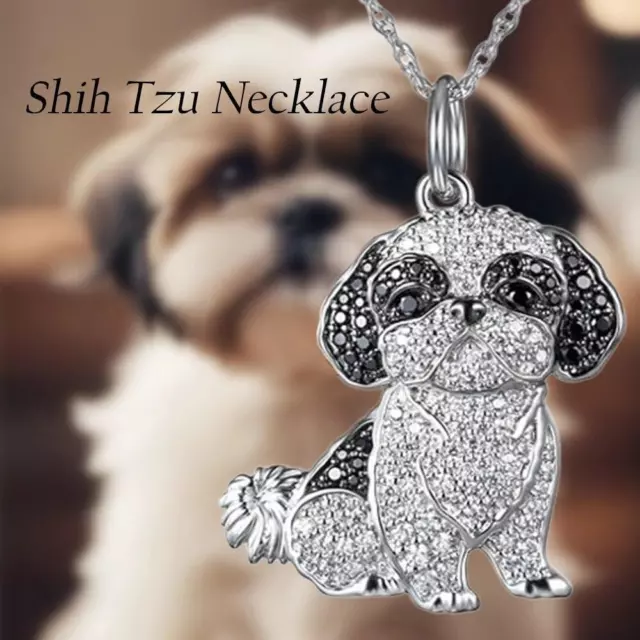 Shih Tzu Dog Pendant Necklace Women Pet Puppy Jewelry Animal Lovers Gift Dog