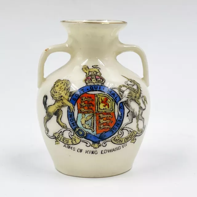 W.h. Goss Crested China- Portland Vase- Arms Of King Edward Vii- Coronation 1902